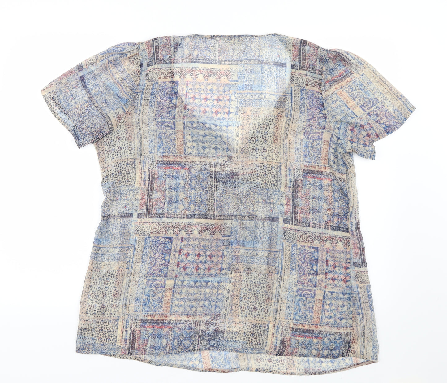 Marks and Spencer Womens Blue Geometric Mesh Camisole Blouse Size 16