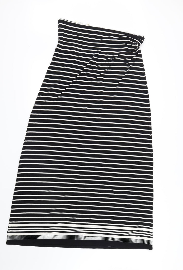 Max Studio Womens Black Striped T-Shirt Dress Size L