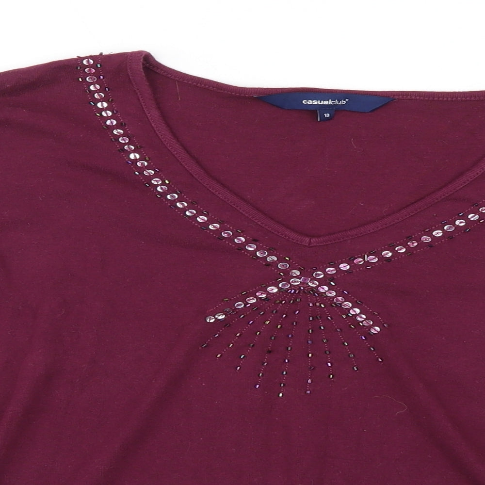 Casual Club Womens Purple  Knit Pullover Jumper Size 18