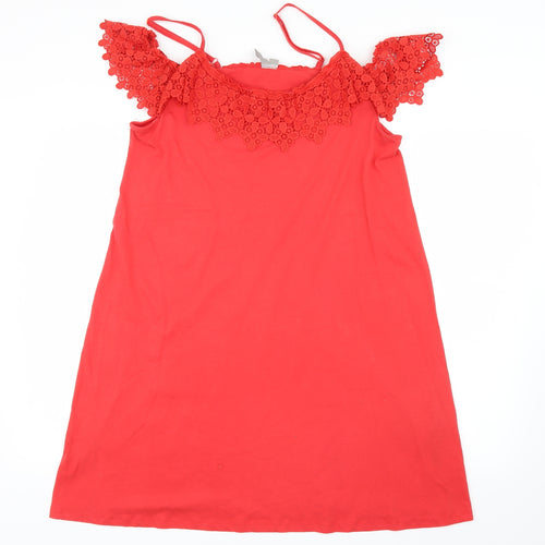 ASOS Womens Red   Shirt Dress  Size 12  - Lace detail