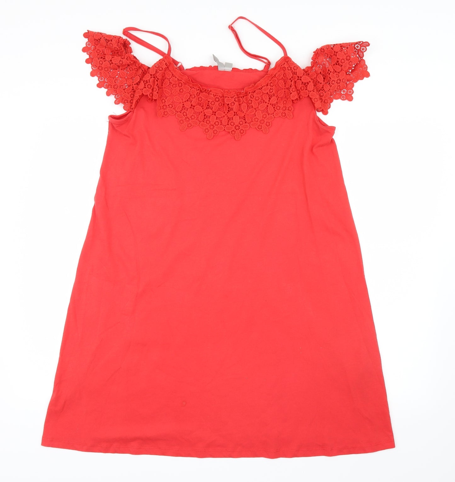 ASOS Womens Red   Shirt Dress  Size 12  - Lace detail