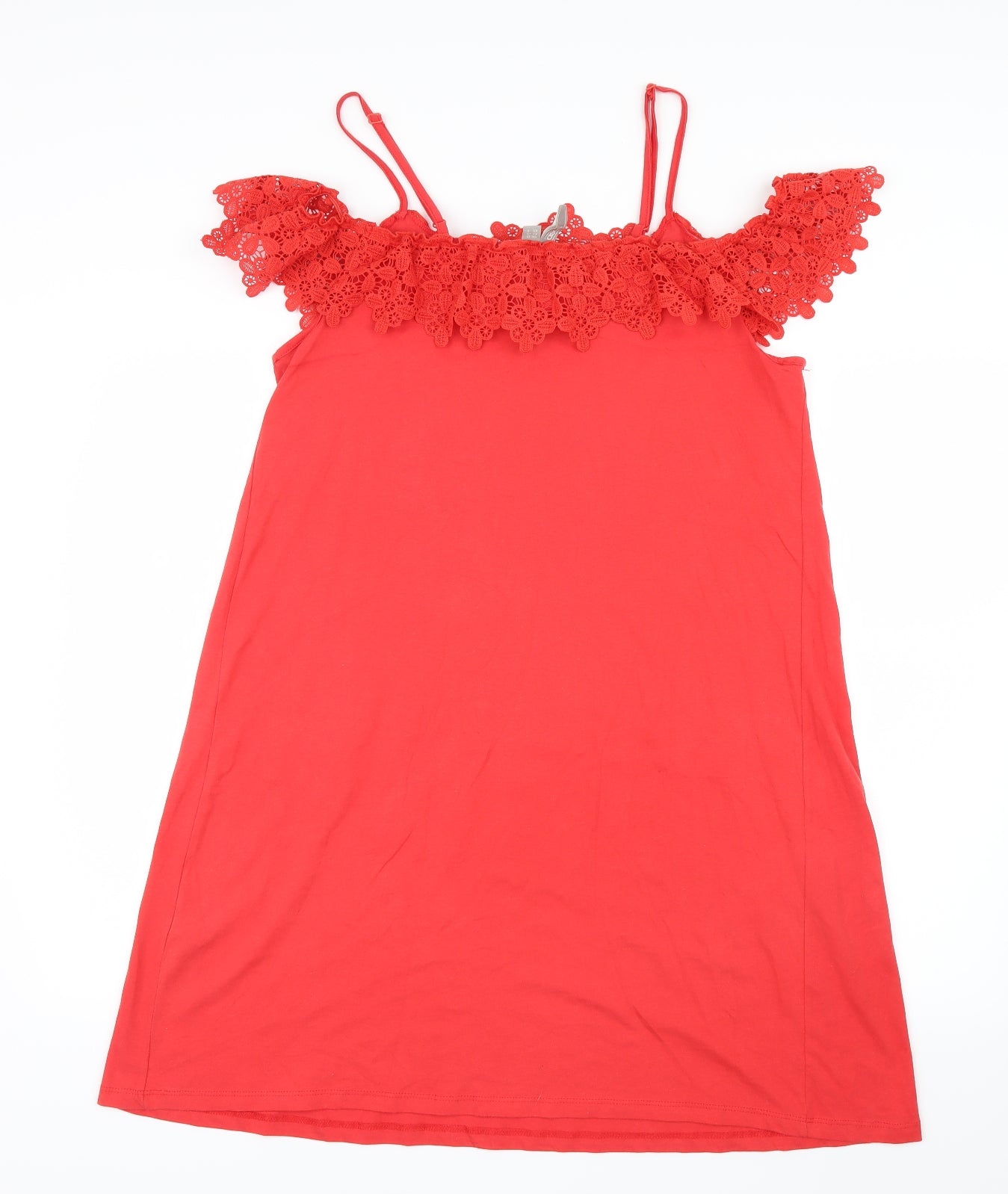 ASOS Womens Red   Shirt Dress  Size 12  - Lace detail