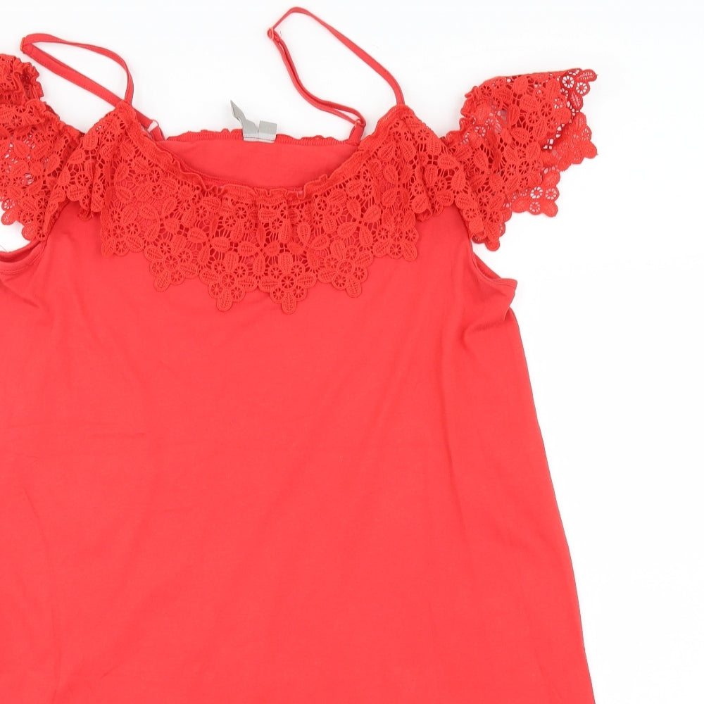 ASOS Womens Red   Shirt Dress  Size 12  - Lace detail