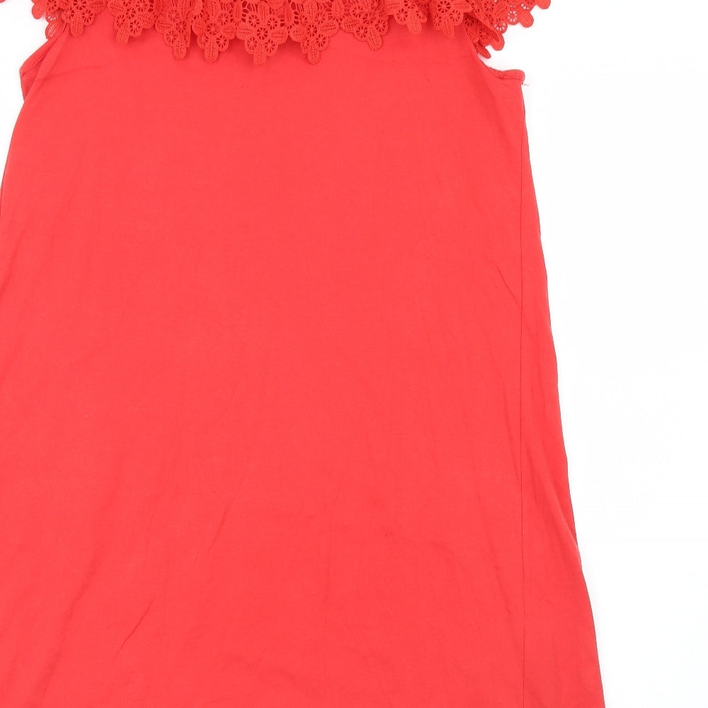 ASOS Womens Red   Shirt Dress  Size 12  - Lace detail