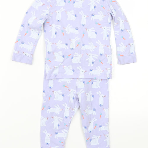Marks and Spencer Girls Purple Animal Print  Capri Pyjama Set Size 12-18 Months  - Bunnies