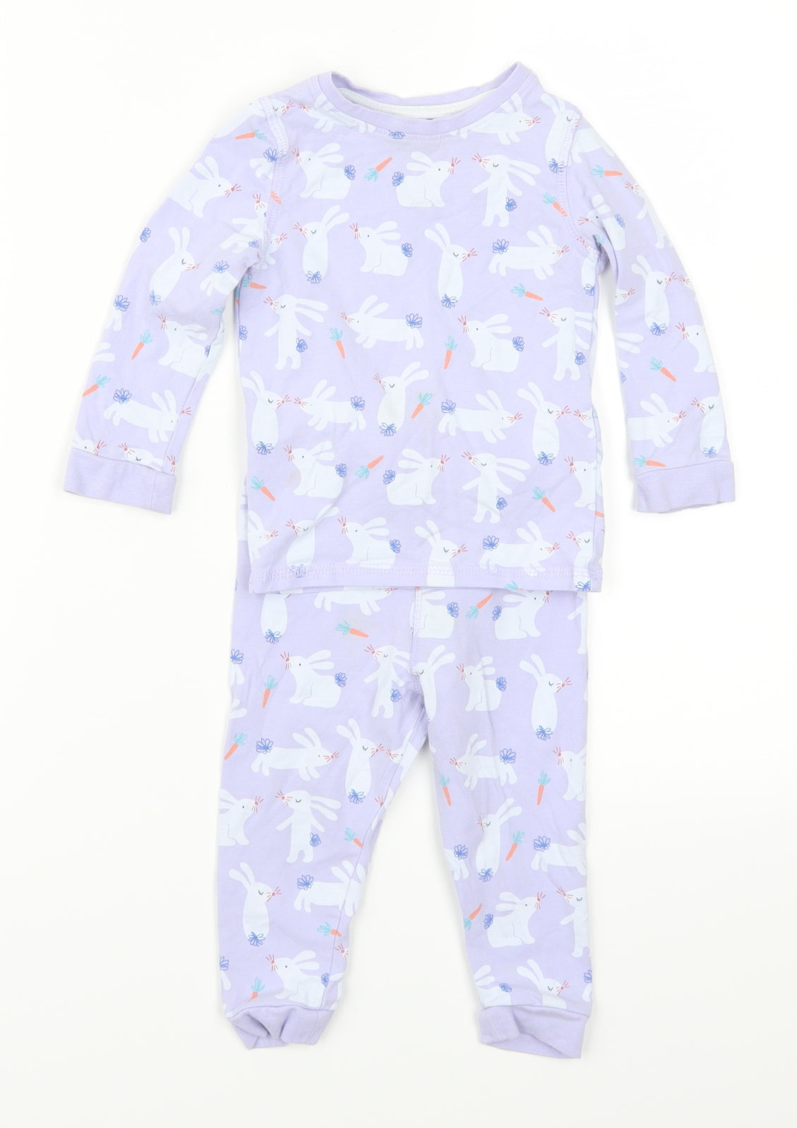 Marks and Spencer Girls Purple Animal Print  Capri Pyjama Set Size 12-18 Months  - Bunnies