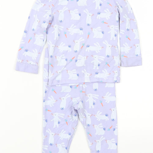 Marks and Spencer Girls Purple Animal Print  Capri Pyjama Set Size 12-18 Months  - Bunnies