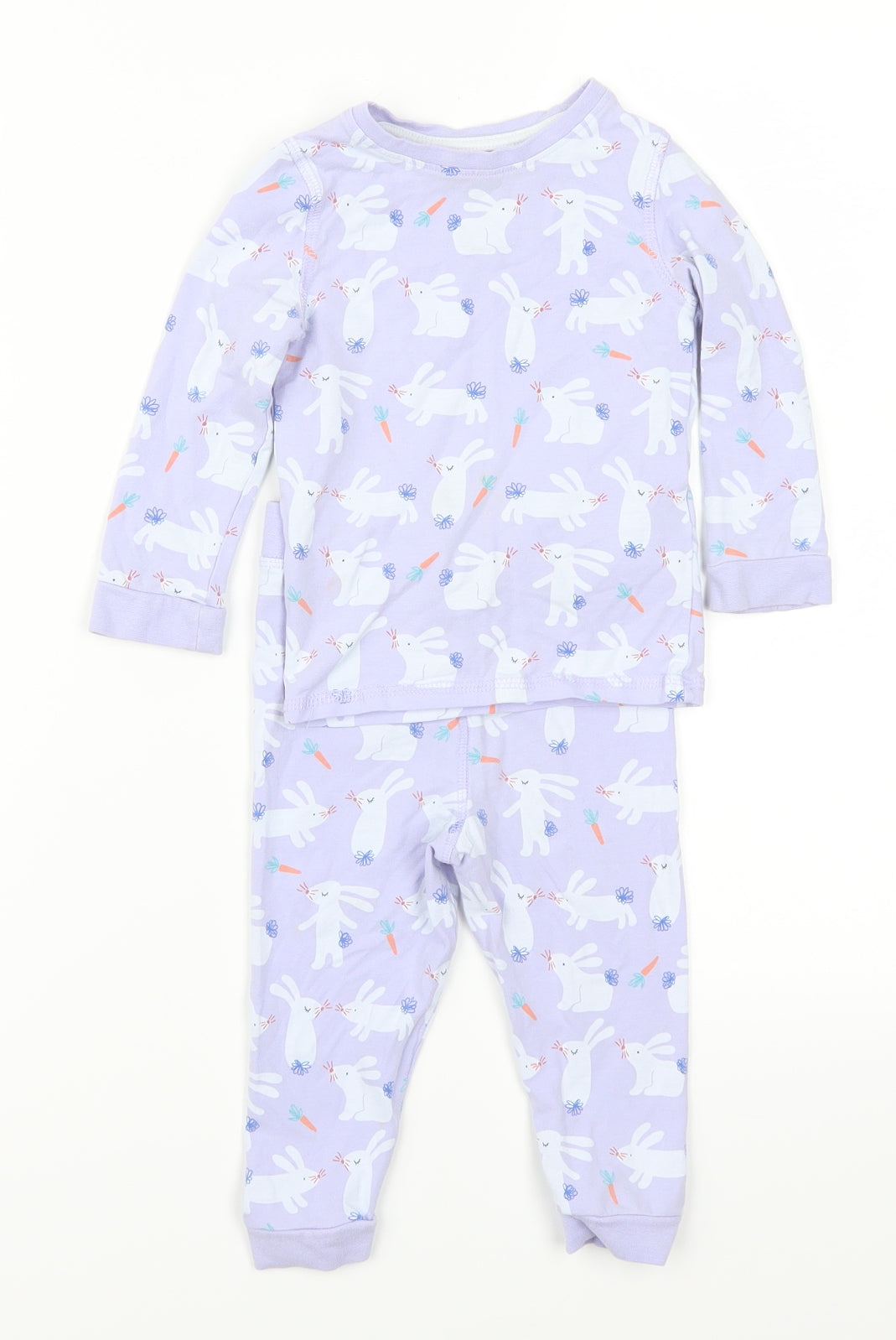 Marks and Spencer Girls Purple Animal Print  Capri Pyjama Set Size 12-18 Months  - Bunnies