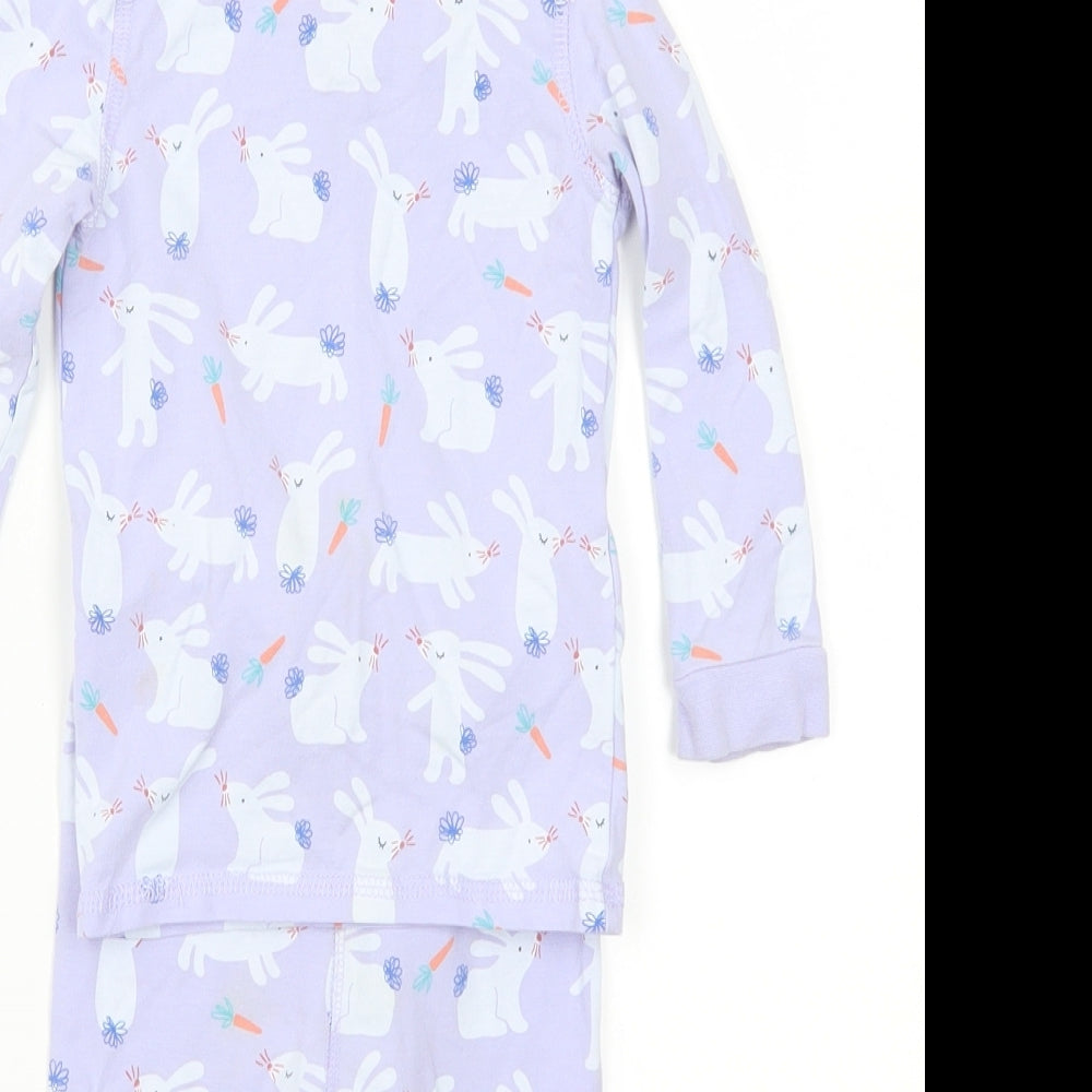 Marks and Spencer Girls Purple Animal Print  Capri Pyjama Set Size 12-18 Months  - Bunnies