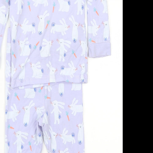 Marks and Spencer Girls Purple Animal Print  Capri Pyjama Set Size 12-18 Months  - Bunnies