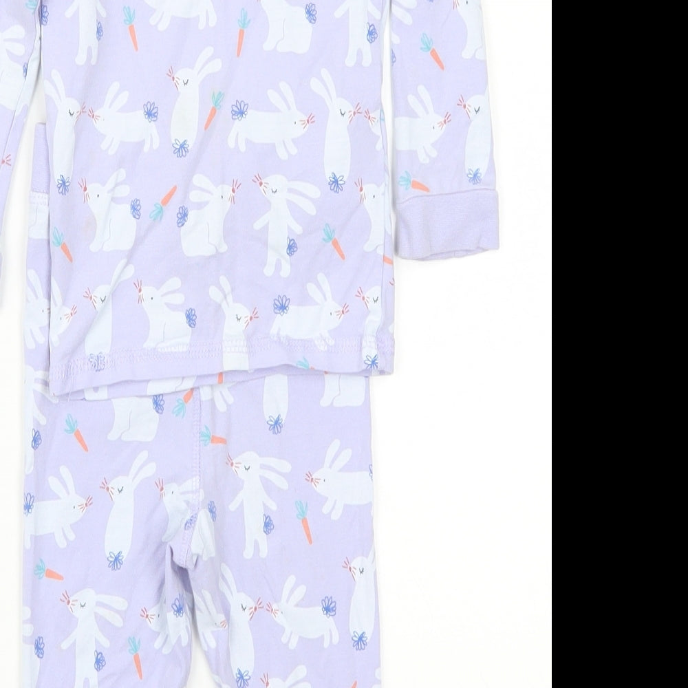 Marks and Spencer Girls Purple Animal Print  Capri Pyjama Set Size 12-18 Months  - Bunnies