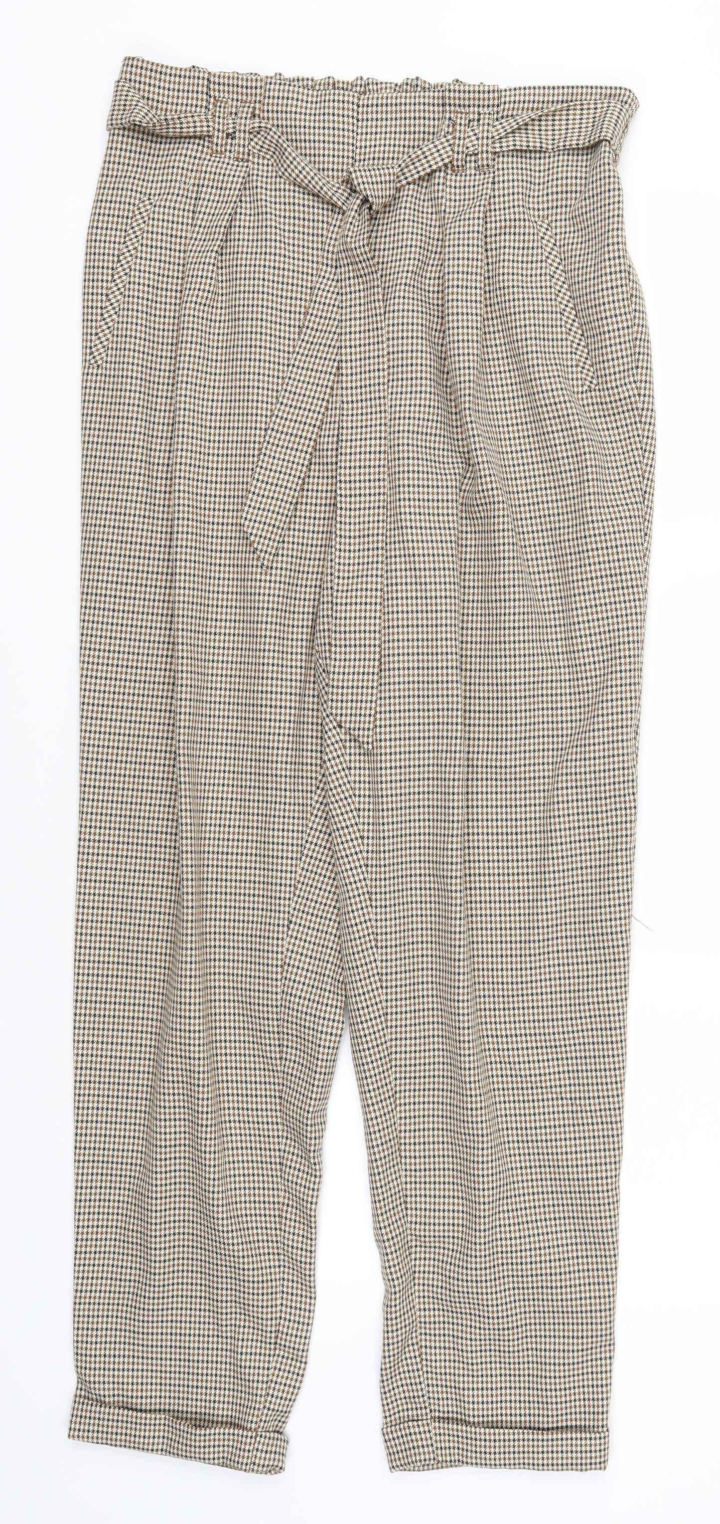 Primark Womens Beige Houndstooth  Sweatpants Trousers Size 12 L27 in