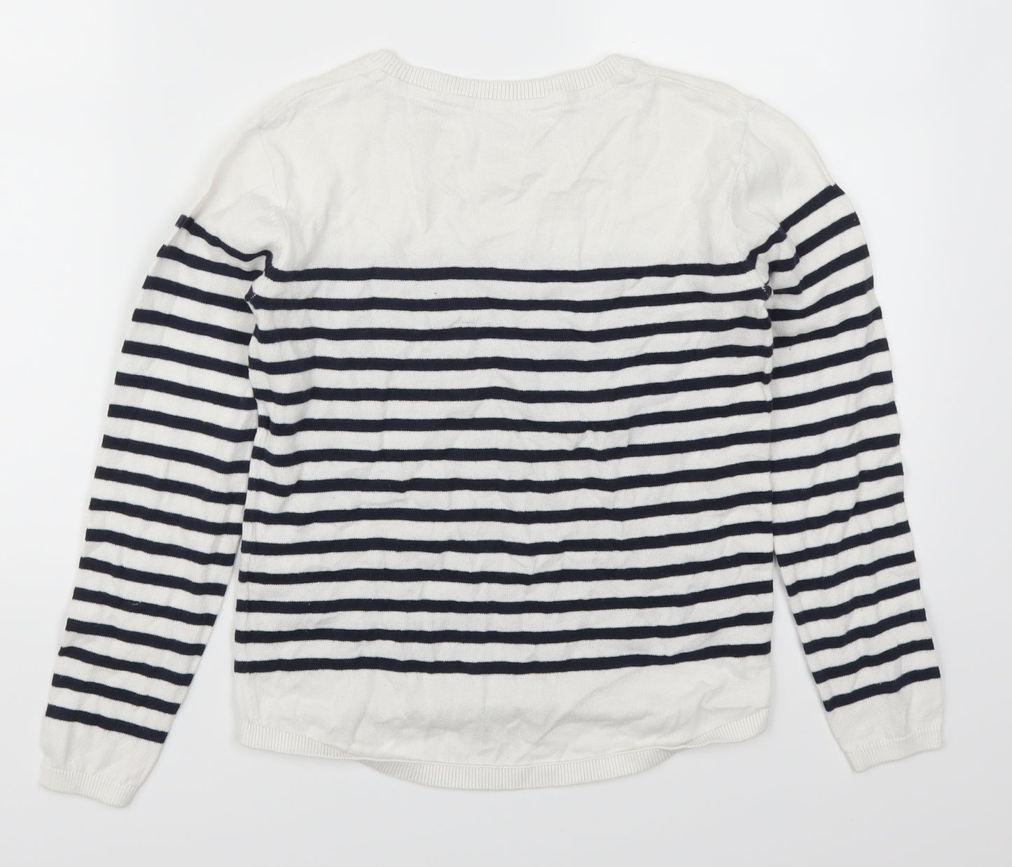 H&M Girls White Striped  Pullover Jumper Size 11-12 Years