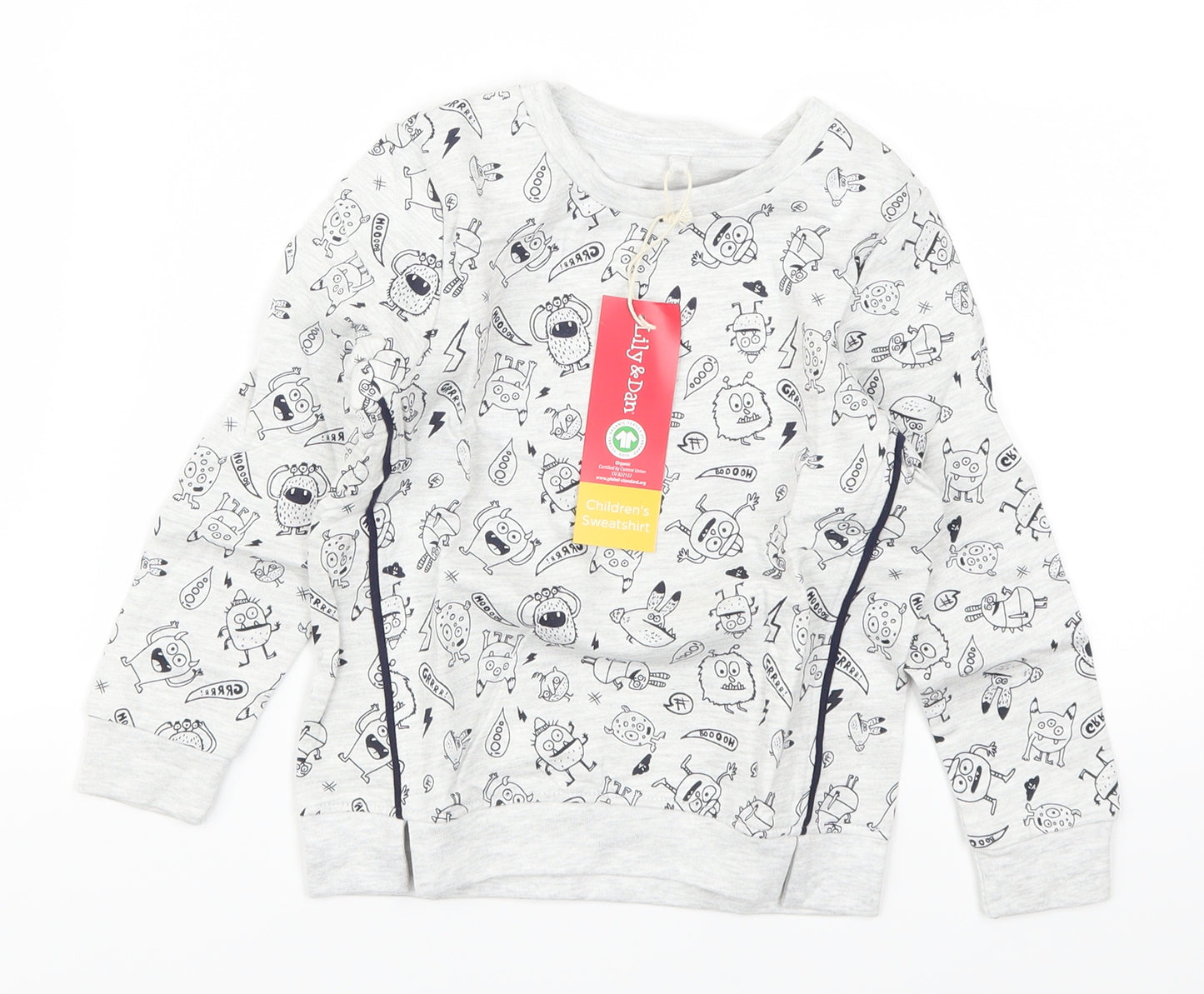 Lily & Dan Boys Grey   Pullover Sweatshirt Size 3-4 Years  - Monsters Aliens