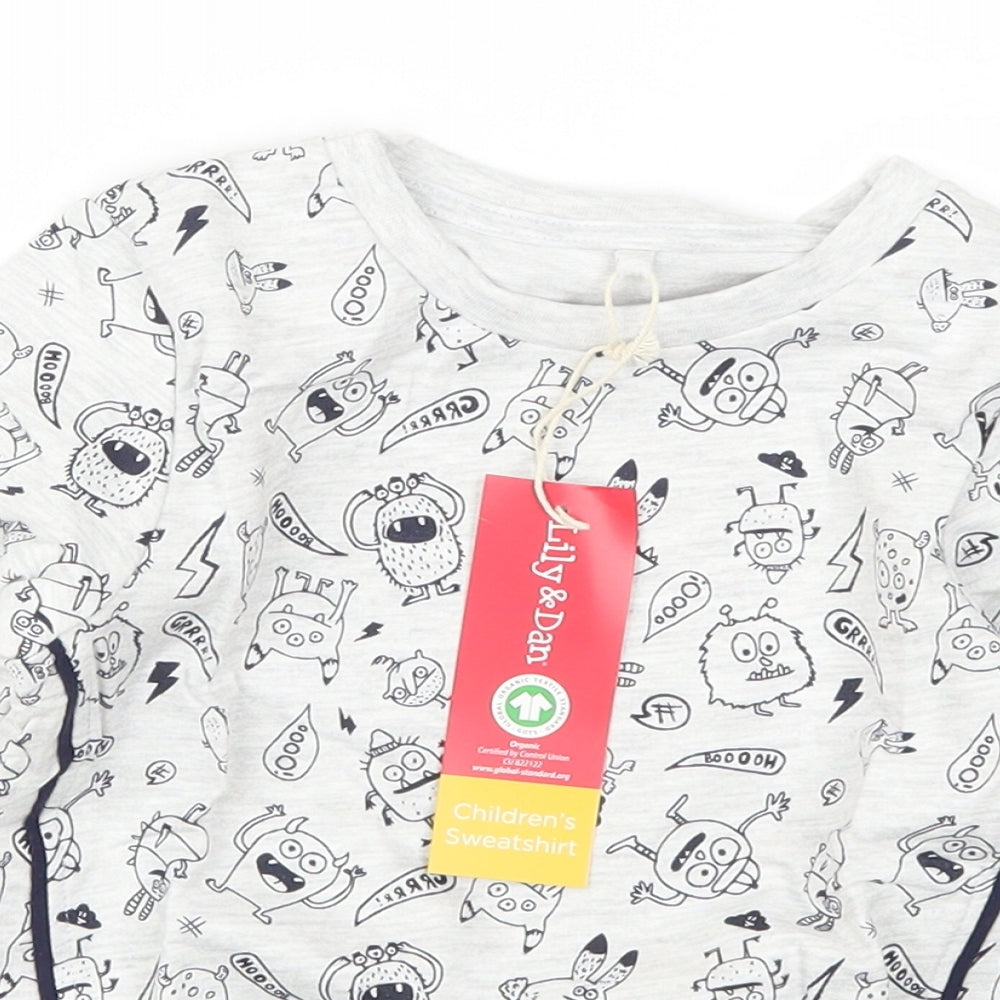 Lily & Dan Boys Grey   Pullover Sweatshirt Size 3-4 Years  - Monsters Aliens