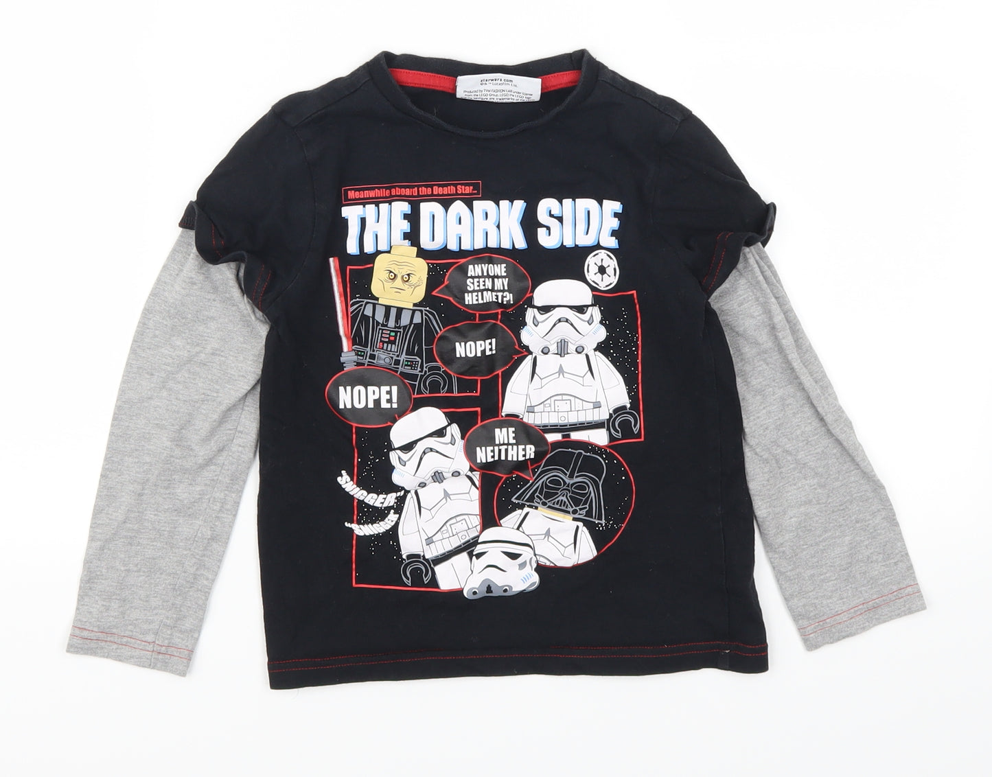 Tesco Boys Black   Basic T-Shirt Size 5-6 Years  - Star Wars The Dark Side
