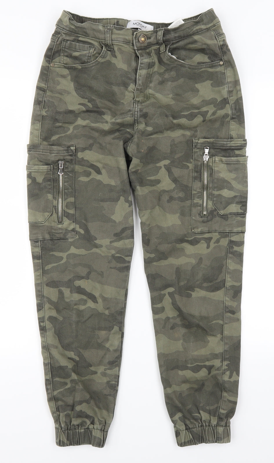 Monday Womens Green Camouflage  Cargo Trousers Size M L25 in