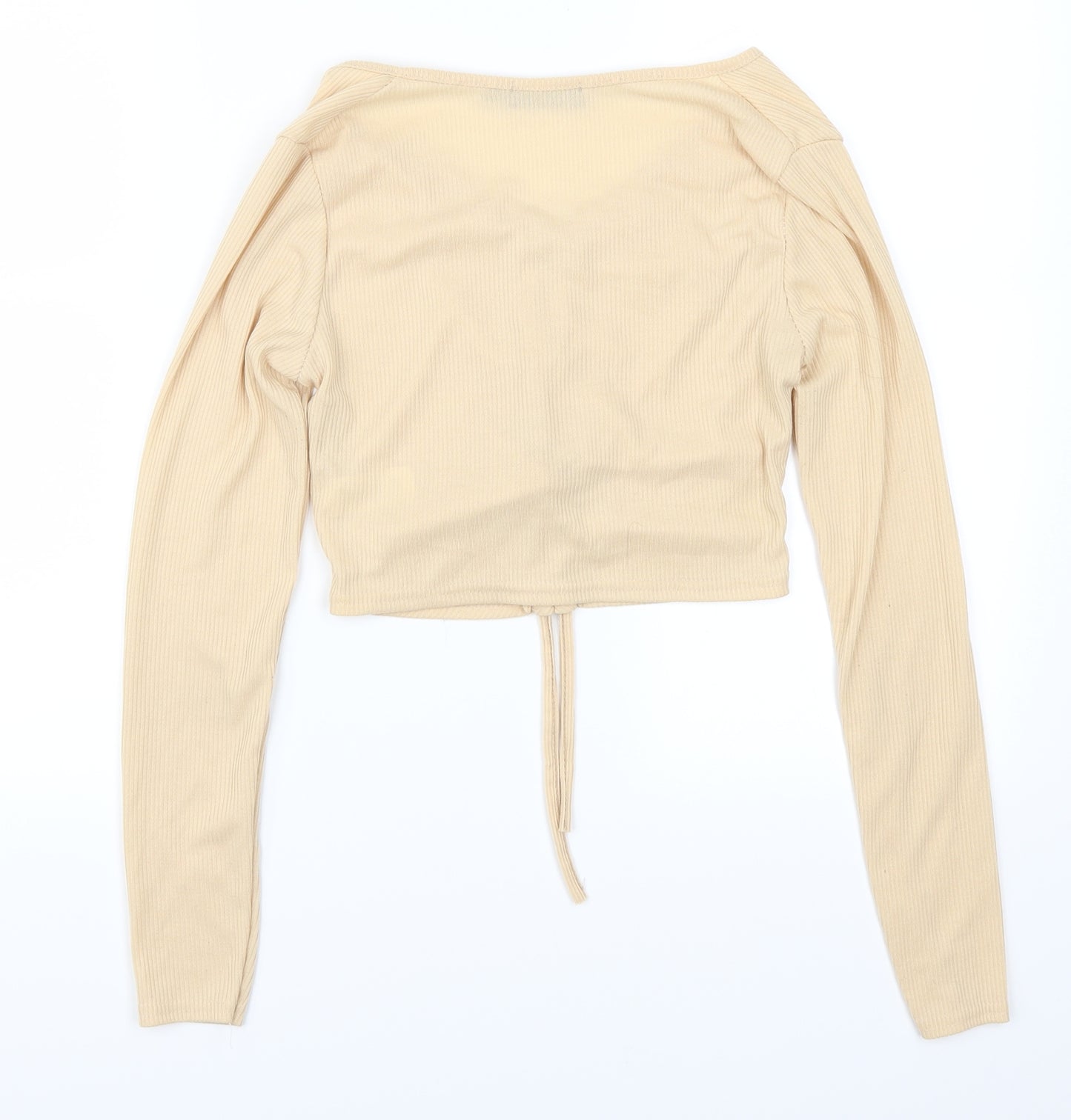 Pretty Little Thing Womens Beige   Cropped T-Shirt Size 10