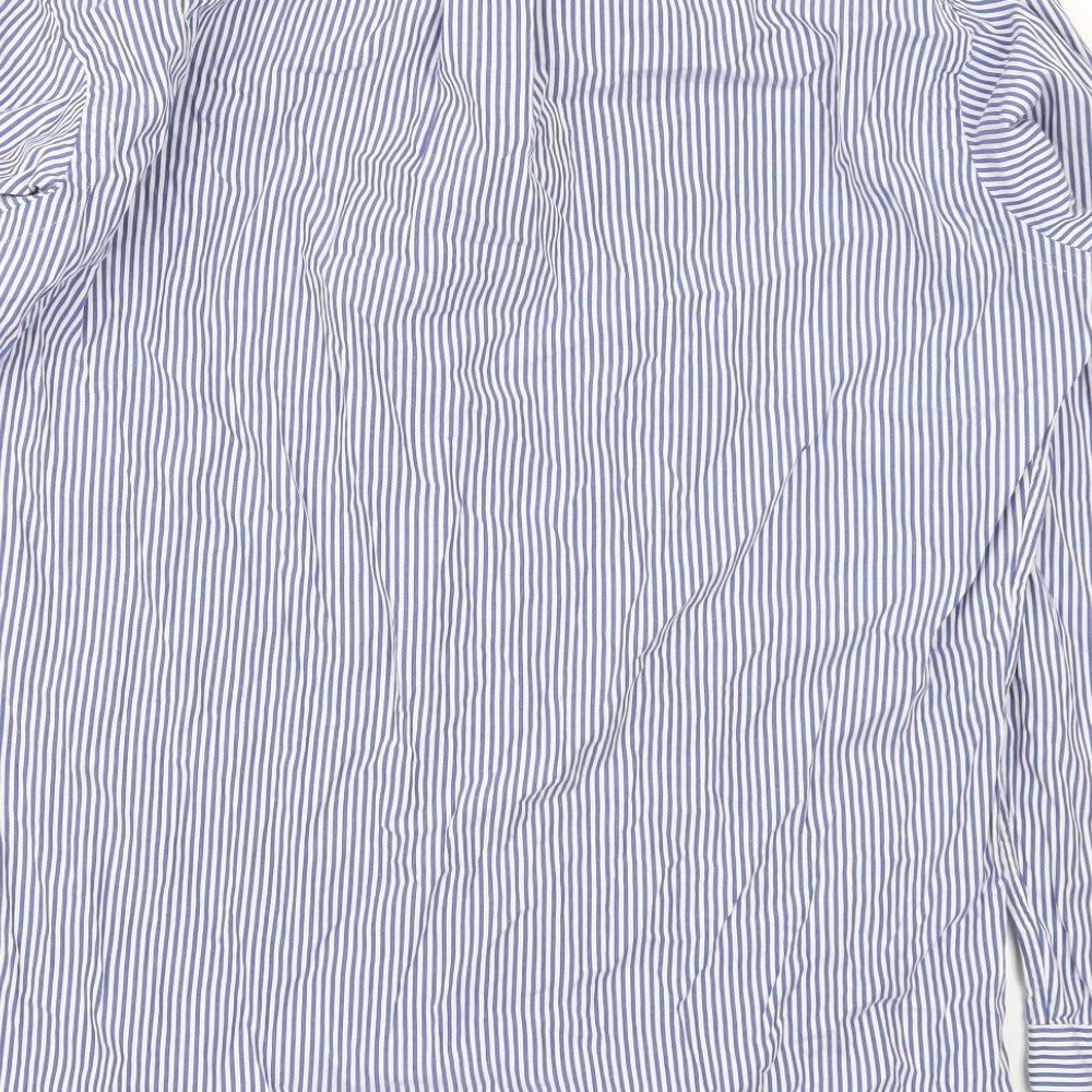 Ralph Lauren Mens Blue Striped   Button-Up Size 15.5