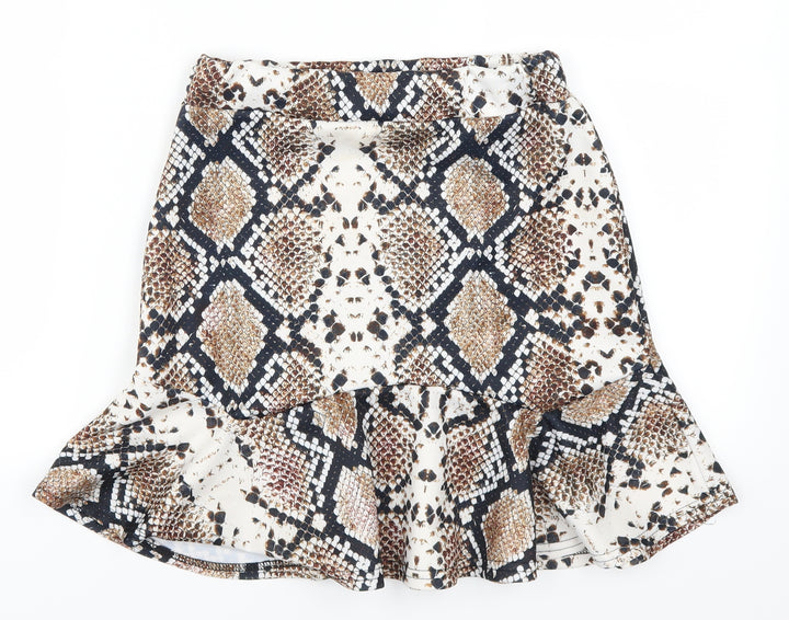 pretty Little Thing Womens Brown Striped Mini Skirt Size 10