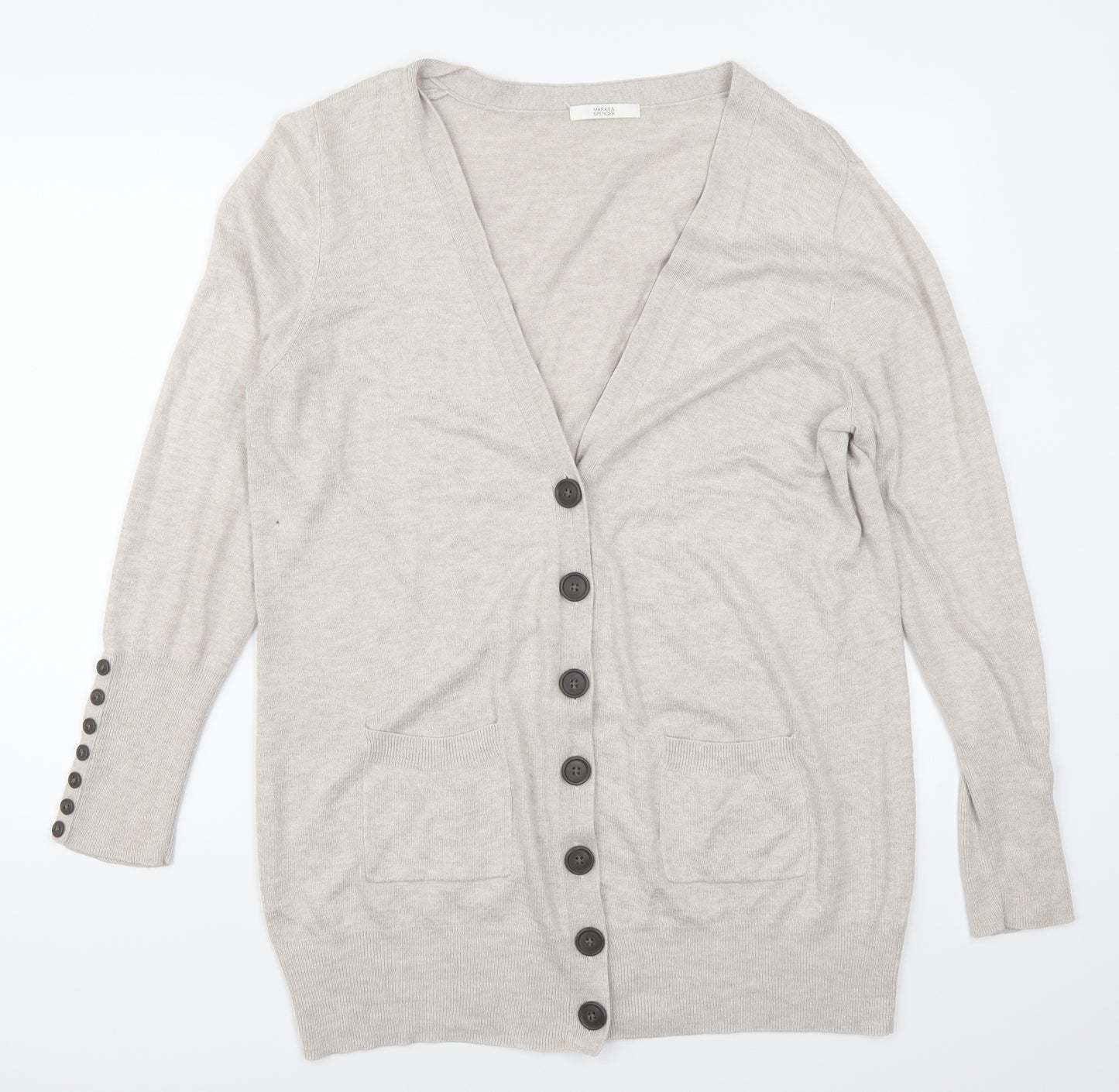 Marks and Spencer Womens Beige   Cardigan Jumper Size 18