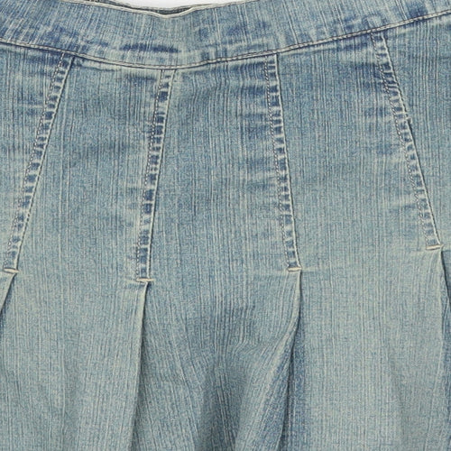 Moto Womens Blue  Denim Pleated Skirt Size 8