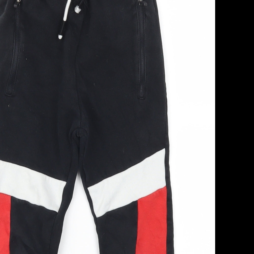 George Boys Black Colourblock  Sweatpants Trousers Size 5-6 Years - Red