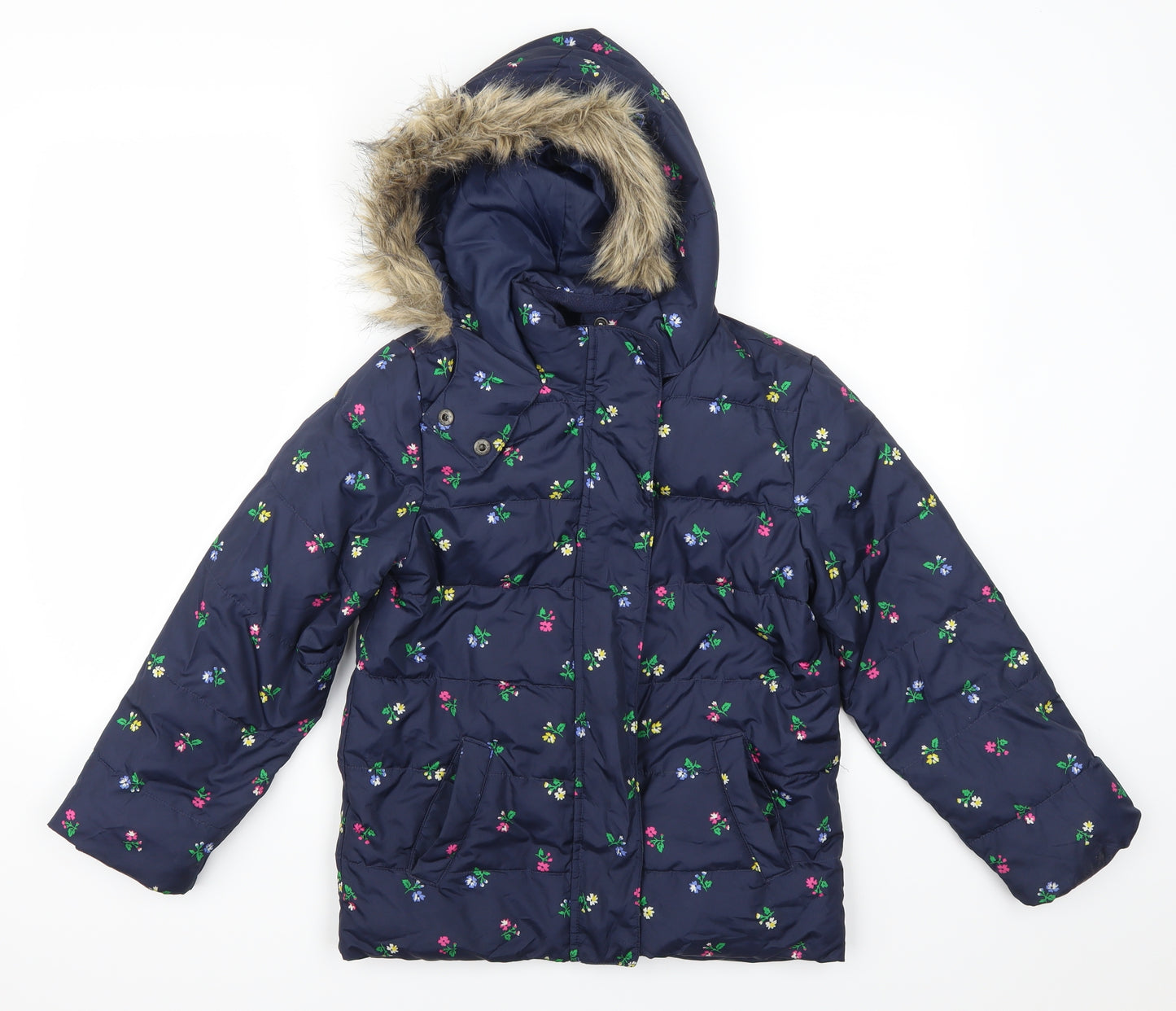 Gap Girls Blue Floral  Basic Coat Coat Size 10 Years