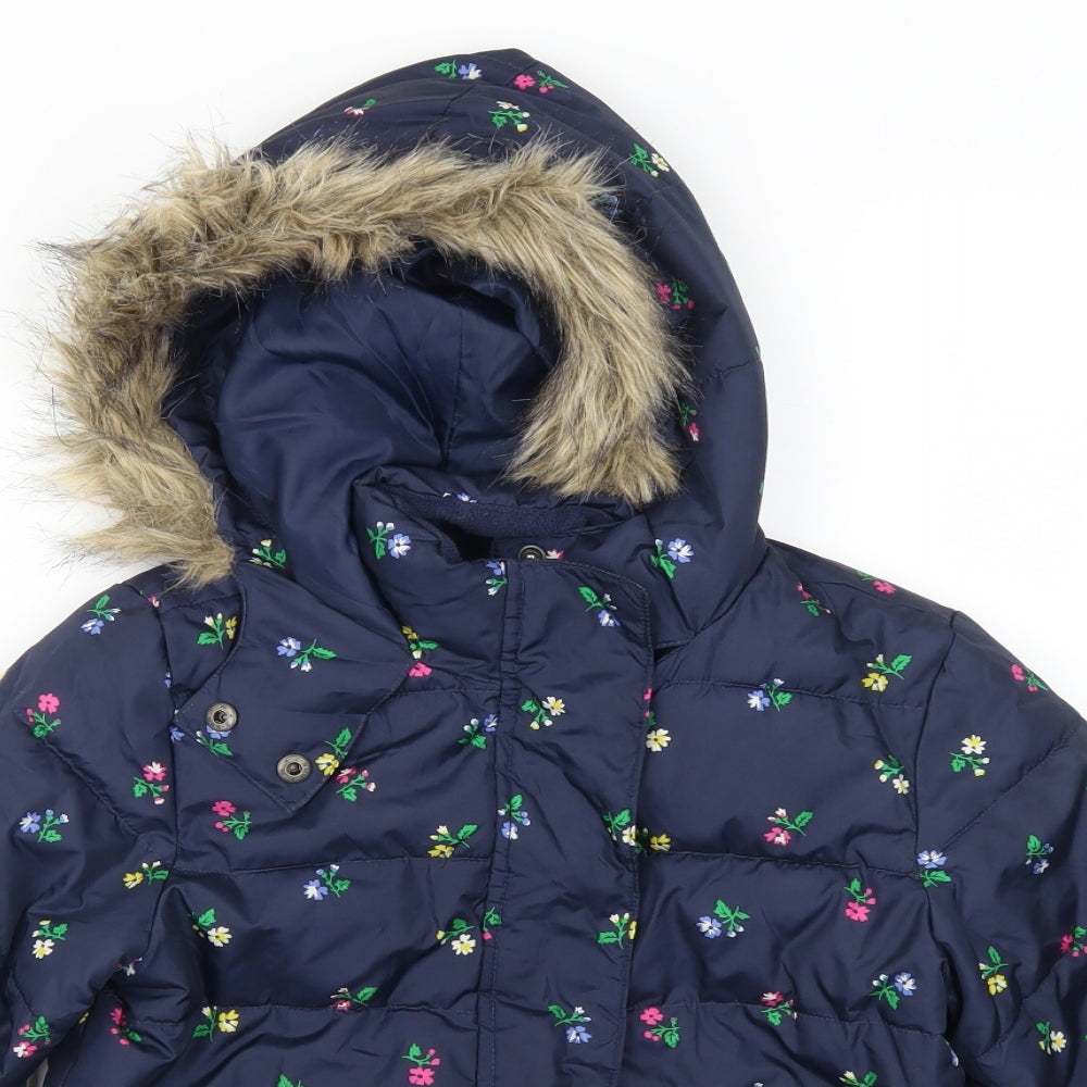 Gap Girls Blue Floral  Basic Coat Coat Size 10 Years