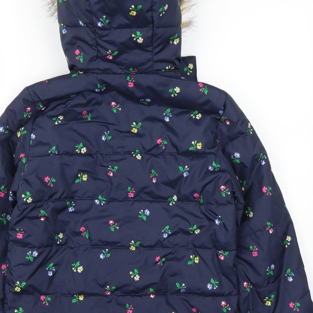 Gap Girls Blue Floral  Basic Coat Coat Size 10 Years