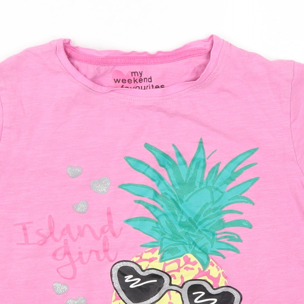 Matalan Girls Pink   Basic T-Shirt Size 9 Years  - Island Girl Pineapple