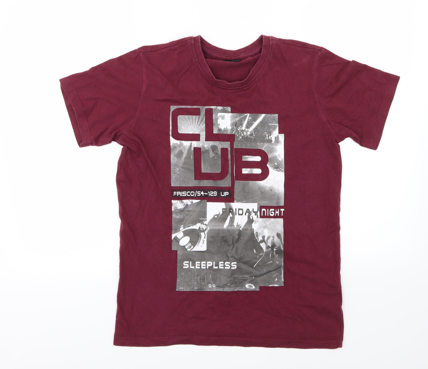 HIS Boys Red  Jersey Basic T-Shirt Size 14-15 Years  - Burgundy