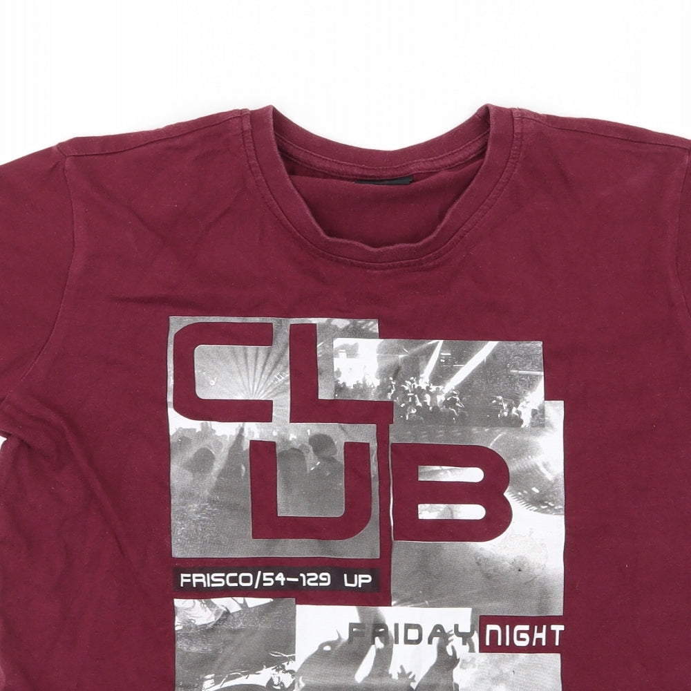 HIS Boys Red  Jersey Basic T-Shirt Size 14-15 Years  - Burgundy