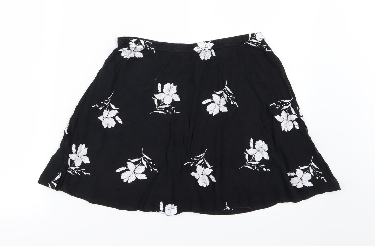 Dorothy Perkins Womens Black Floral  Skater Skirt Size 12
