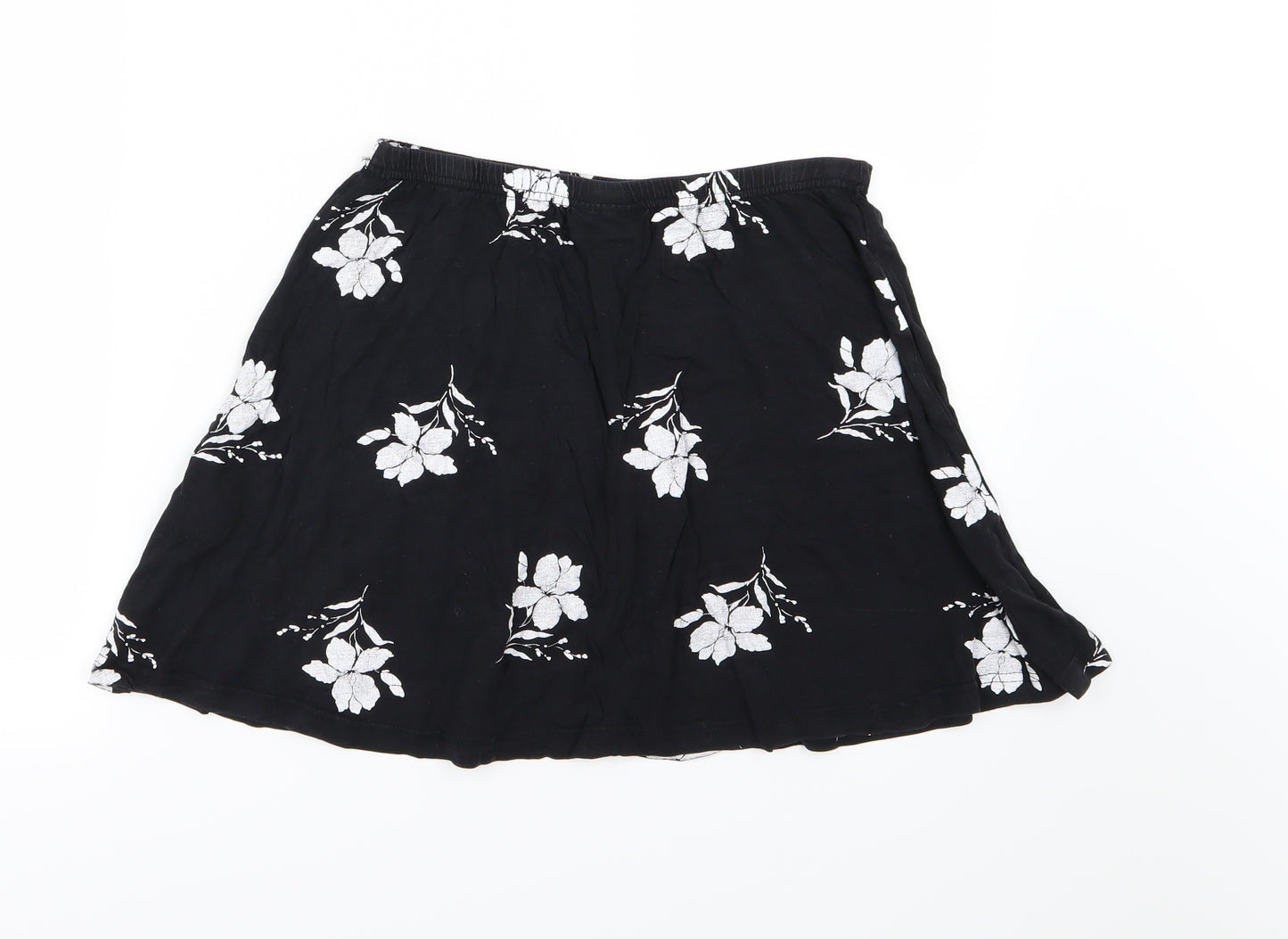 Dorothy Perkins Womens Black Floral  Skater Skirt Size 12