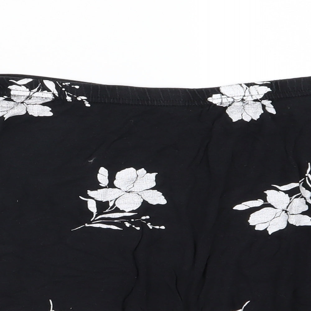 Dorothy Perkins Womens Black Floral  Skater Skirt Size 12