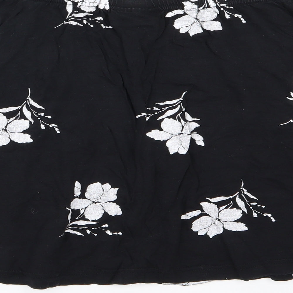 Dorothy Perkins Womens Black Floral  Skater Skirt Size 12