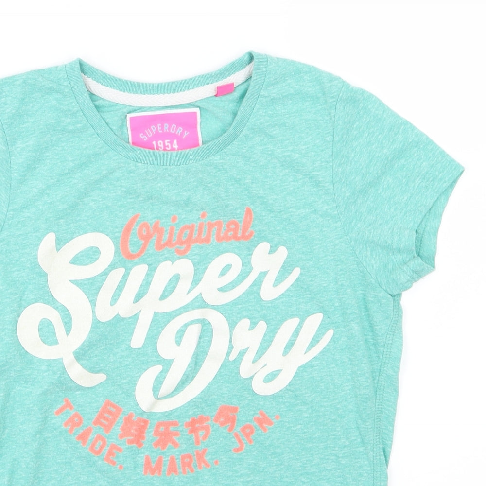 Superdry Womens Green  Jersey Basic T-Shirt Size 10