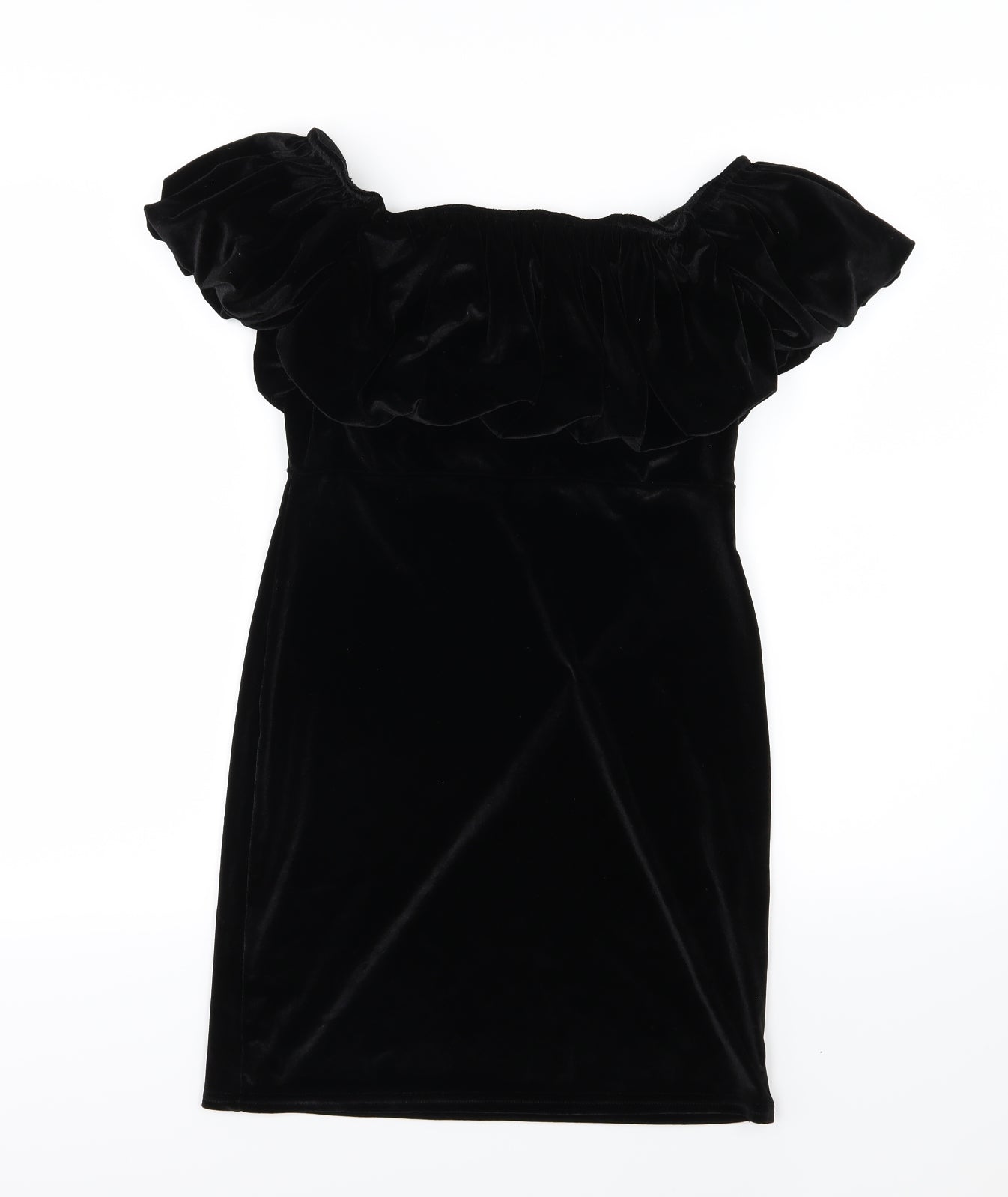 PRETTYLITTLETHING Womens Black  Velour Mini  Size 12