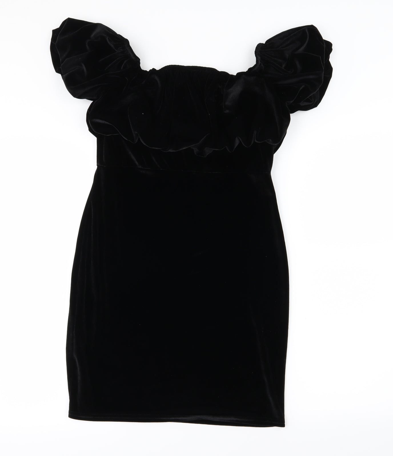 PRETTYLITTLETHING Womens Black  Velour Mini  Size 12