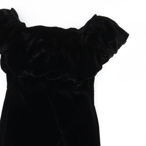 PRETTYLITTLETHING Womens Black  Velour Mini  Size 12