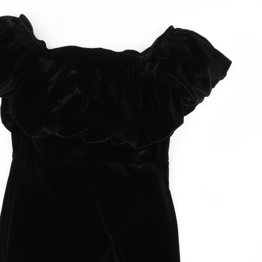 PRETTYLITTLETHING Womens Black  Velour Mini  Size 12