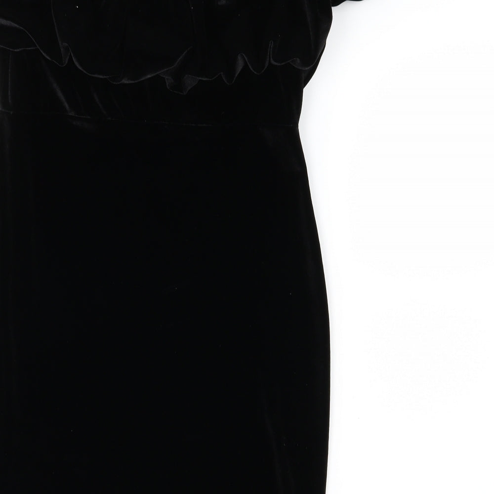PRETTYLITTLETHING Womens Black  Velour Mini  Size 12