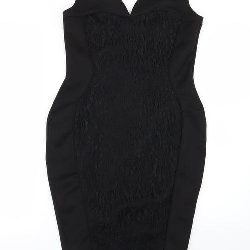Amaya Womens Black Floral  Bodycon  Size 12