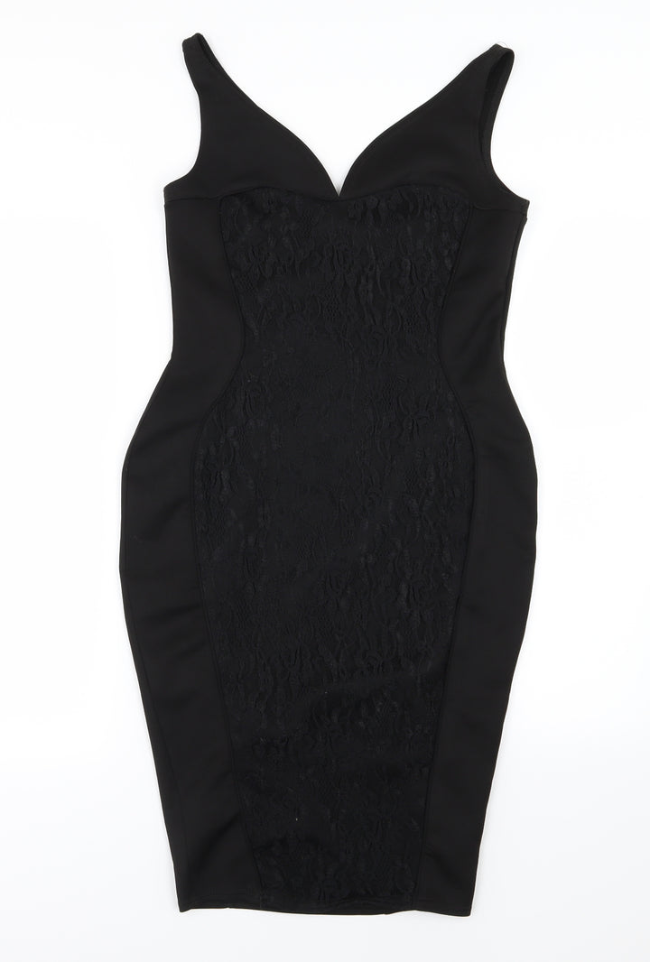 Amaya Womens Black Floral  Bodycon  Size 12