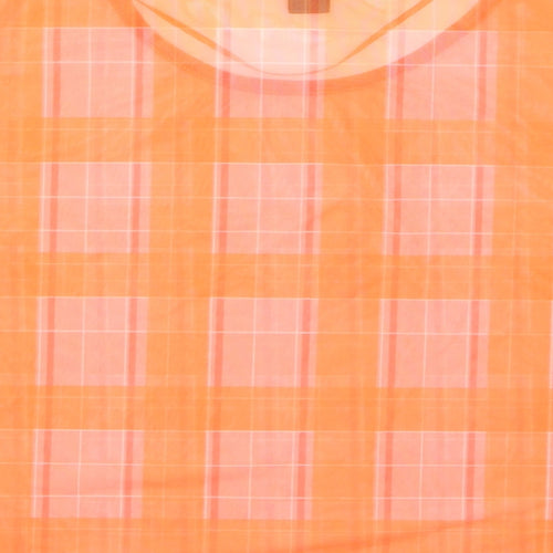Primark Womens Orange Striped Mesh Cropped Blouse Size M