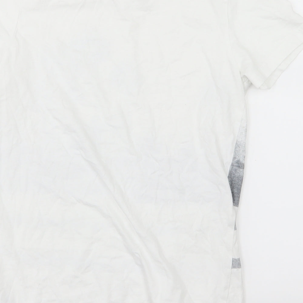 Nugmeg Boys White Striped Jersey Basic T-Shirt Size 13-14 Years