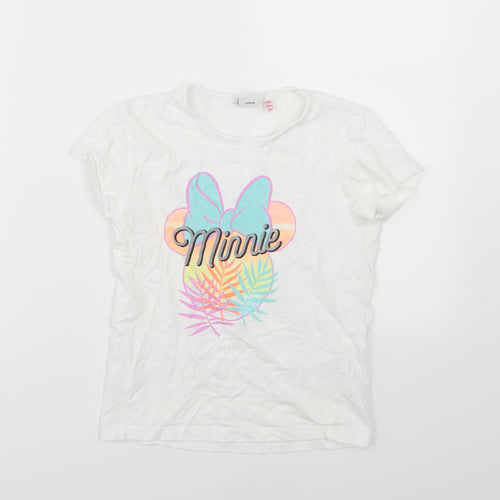 Primark Girls White  Jersey Basic T-Shirt Size 7-8 Years  - Minnie mouse