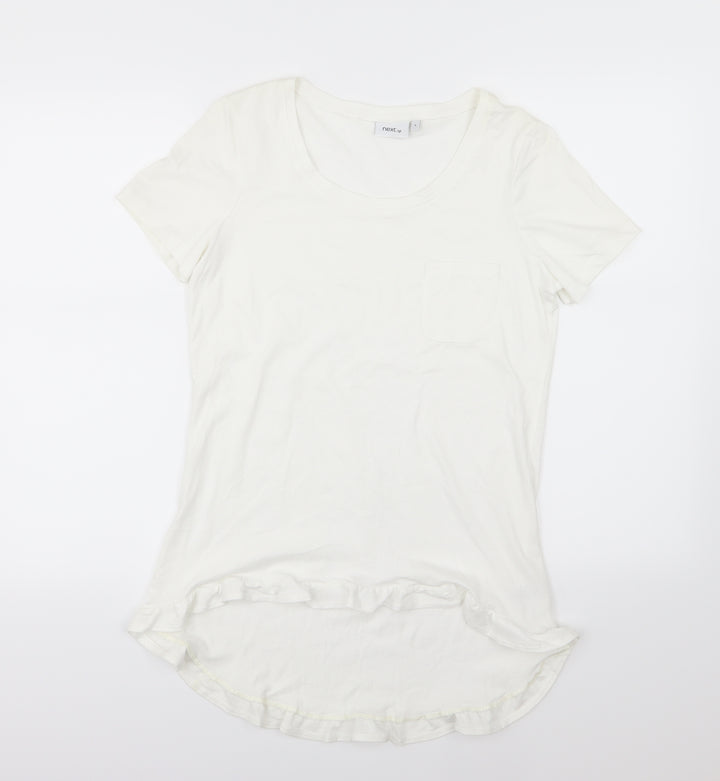 NEXT Womens White Jersey Basic T-Shirt Size 8 - Dipped Hem
