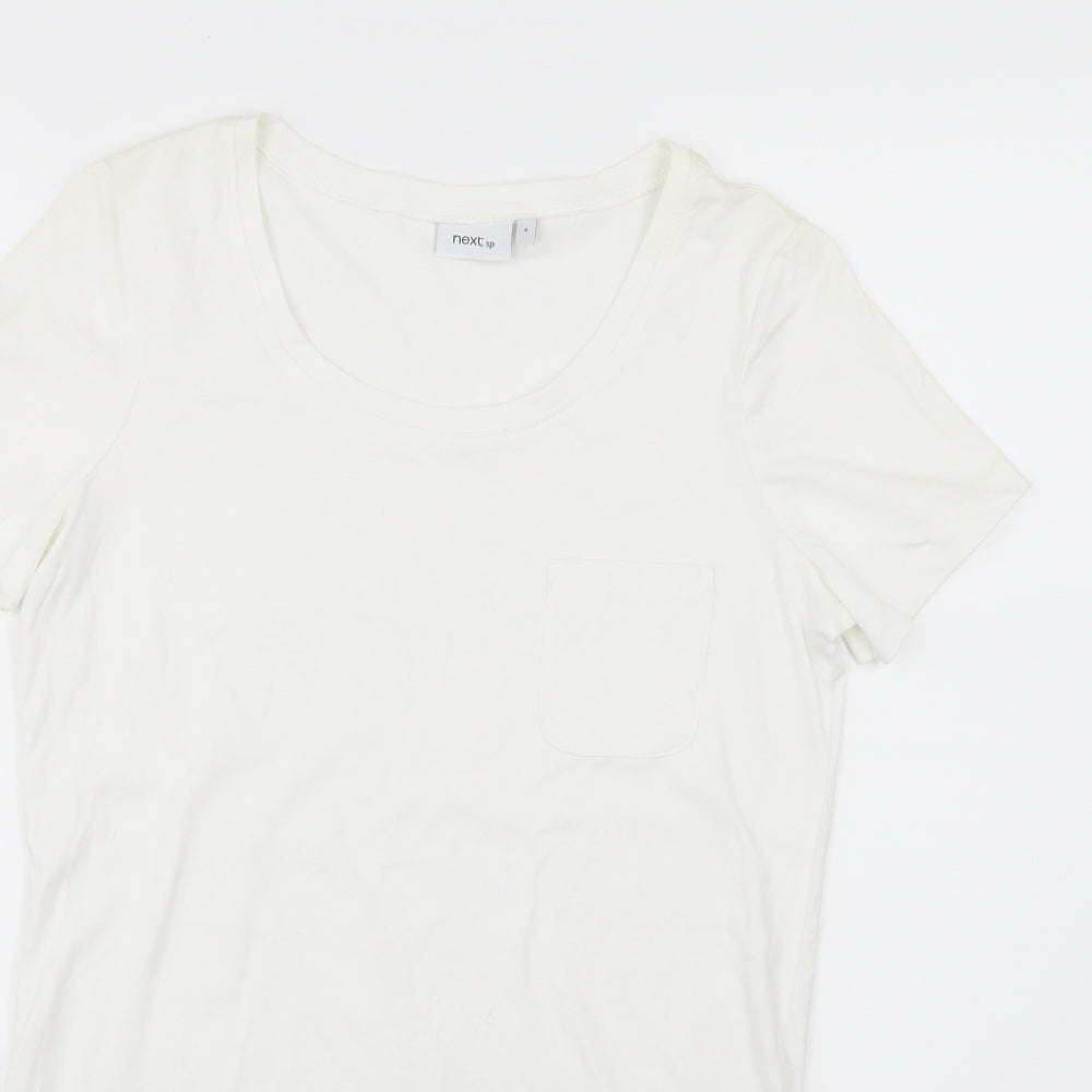 NEXT Womens White  Jersey Basic T-Shirt Size 8  - Dipped Hem